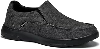 OrthoComfoot Men's Arch Support Slip-On Loafers Walking Shoes: Supportive Comfortable Soft Cushion Adjustable Fit Slip On Loafers, High Arch Lightweight Outdoor Casual Work House Standing Flat Shoes