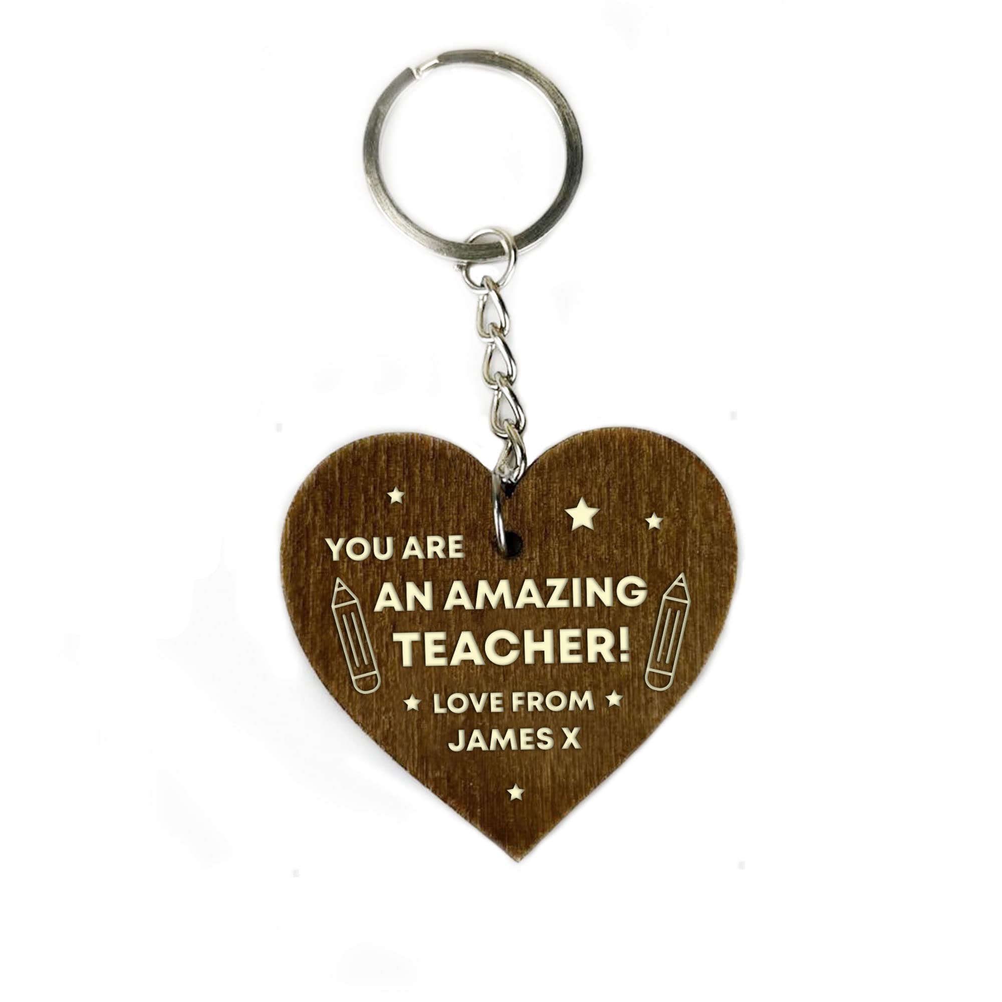 RED OCEAN Personalised Teacher Thank You Gifts Wood Keyring Gift For Teaching Assistant Nursery Teacher