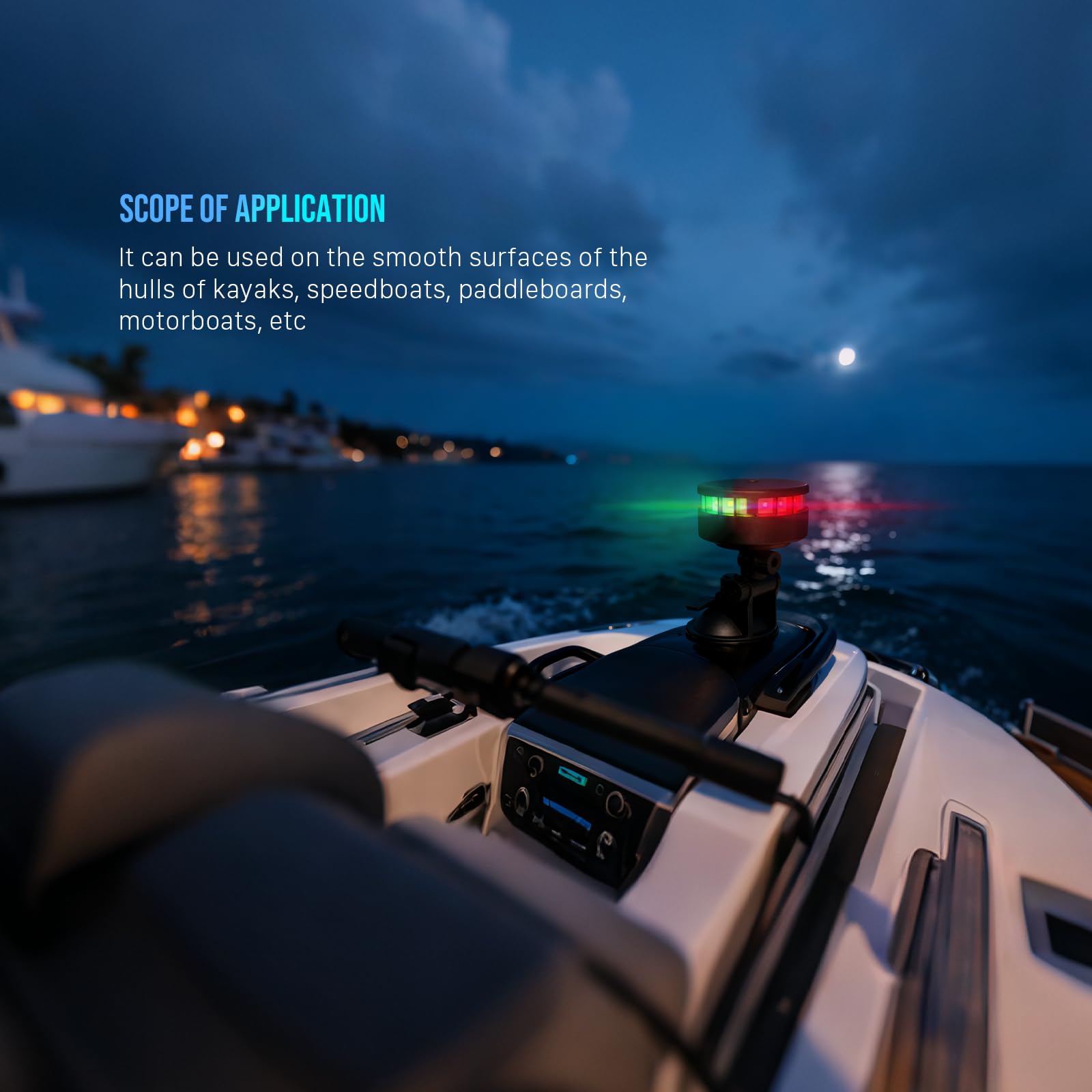 GOODSMANN Luci per kayak notturno Kayak Luce LED portatile di poppa con base a ventosa, lampada rossa e verde alimentata a batteria (3 × AAA, non incluse)