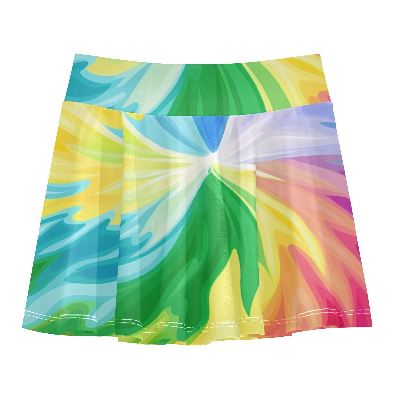 UMIRIKO Tie Dye Rainbow Girls Skorts Golf Skirt Active Tennis Skort Athletic Skirt 11-12Y 21341135