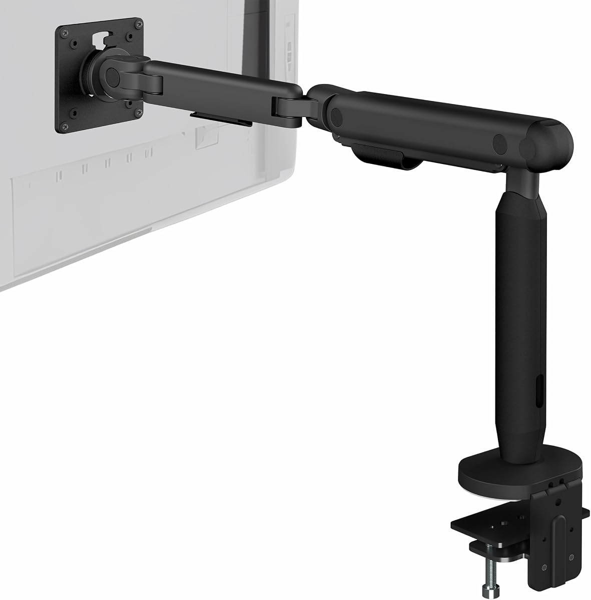 Flexible Mechanical Arm Single Ultrawide Monitor Desk Mount for Up to 35 inch Screens, Heavy Duty Clamp, Holds Ultra Wides Up to 24.2 lbs, Black, STAND-V10PH