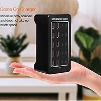 Vista 7 de Estación de carga USB, bloque de cargador USB C, 20 puertos (20 A), concentrador de carga múltiple de escritorio, cargador USB de 10 puertos