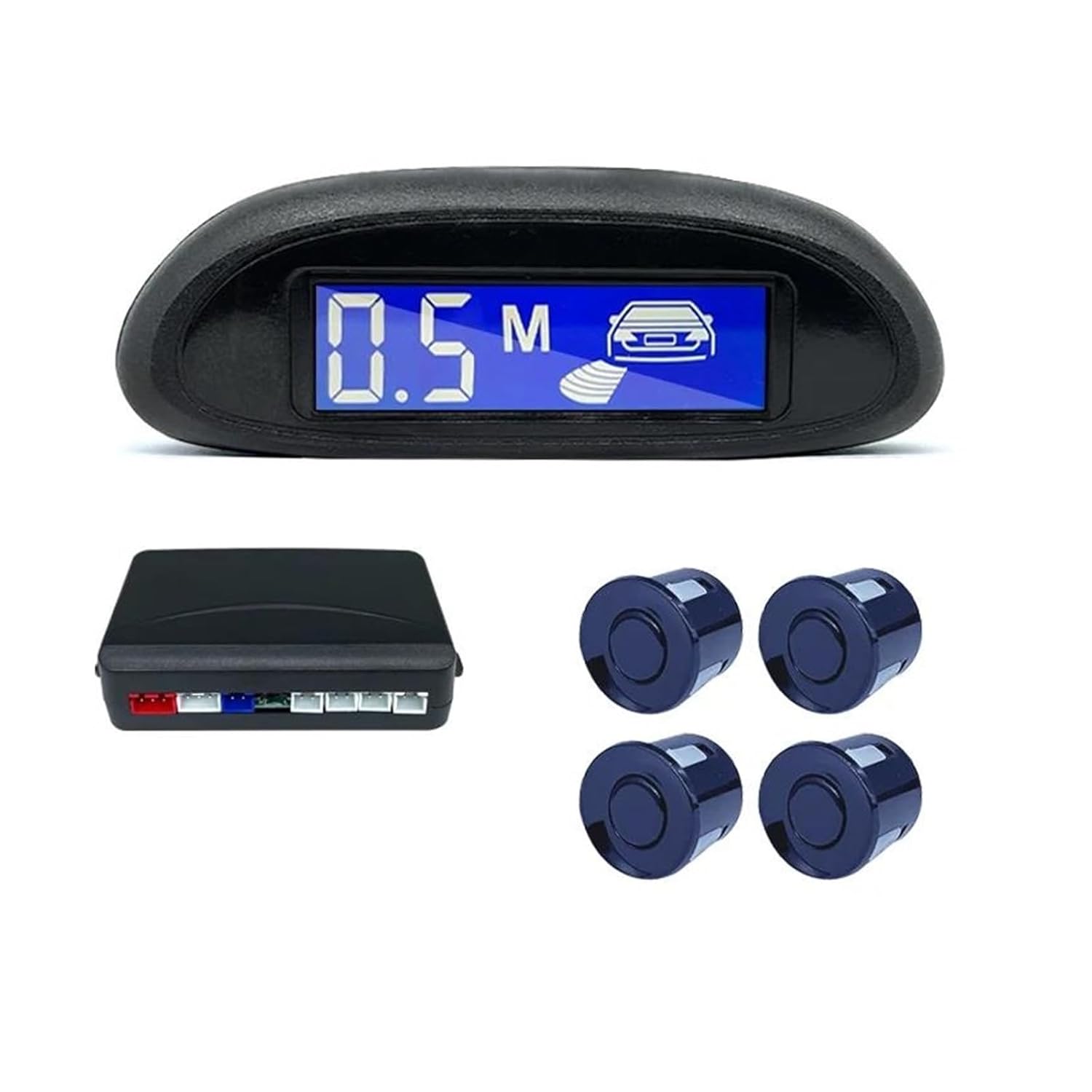 Car Car Radar Detector System Backlight Display Reverse Parking Sensor Kit with 4 Sensors Parking Assist Systems(Color:Silver)(Blue)