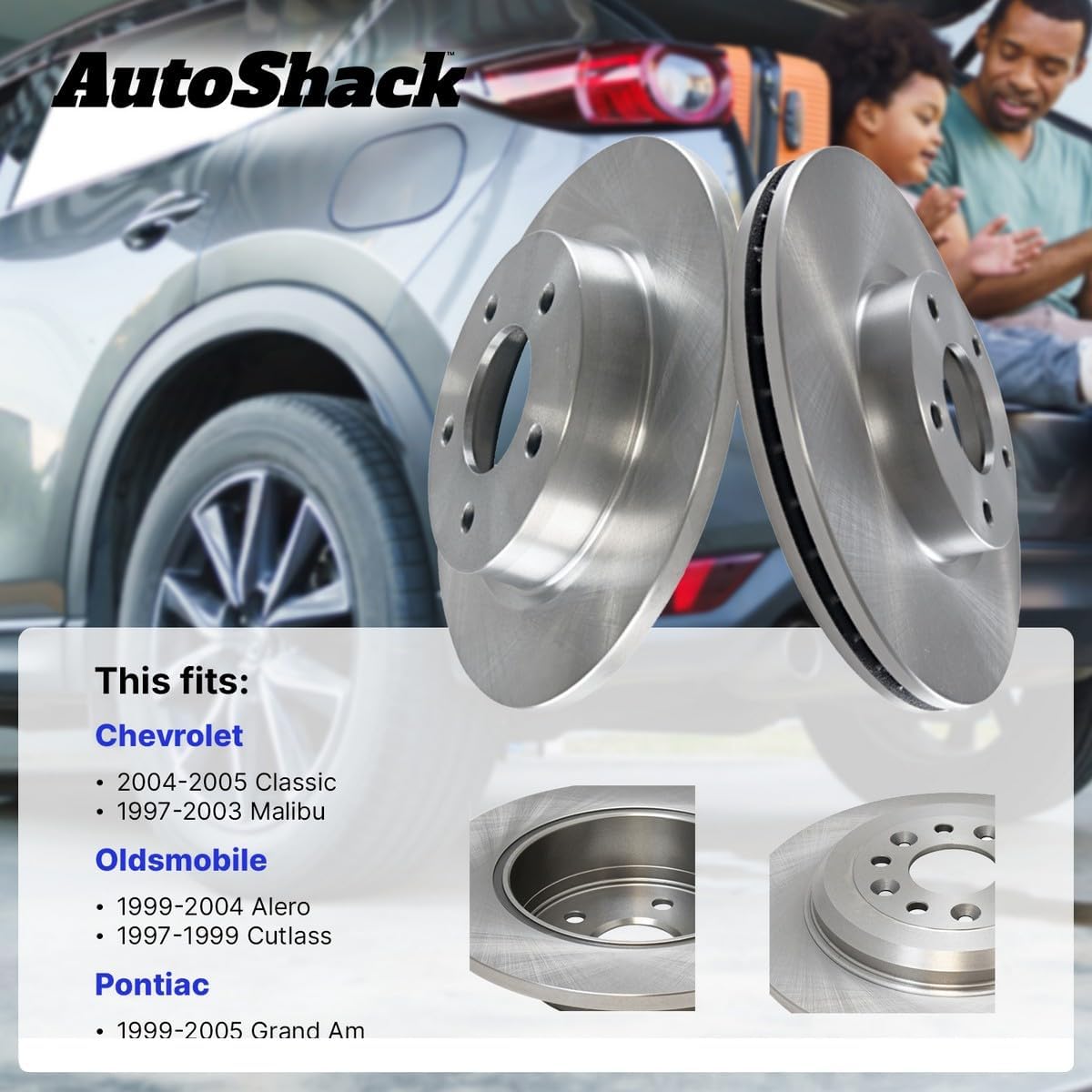 AutoShack Front Vented Brake Rotors 2-PC Set Replacement for 1997-2003 Chevrolet Malibu 1999-2005 Pontiac Grand Am 1999-2004 Oldsmobile Alero 1997-1999 Oldsmobile Cutlass 10.94" (278 mm)