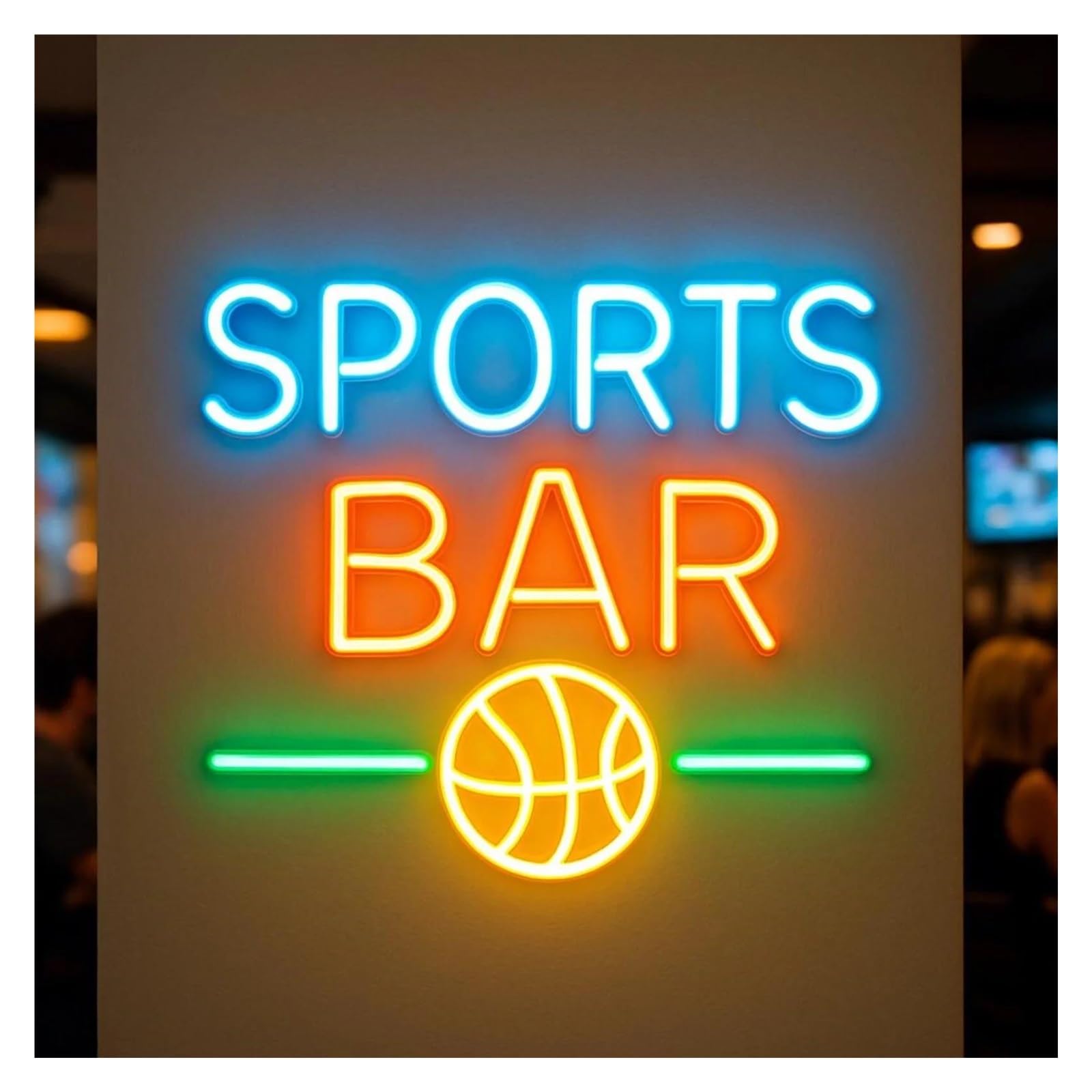 RONGCH Hanging Art Signs Neon Light Sports Bar Ball Dimmable Sign for Business Man Cave Game Room Club Decor 45cm