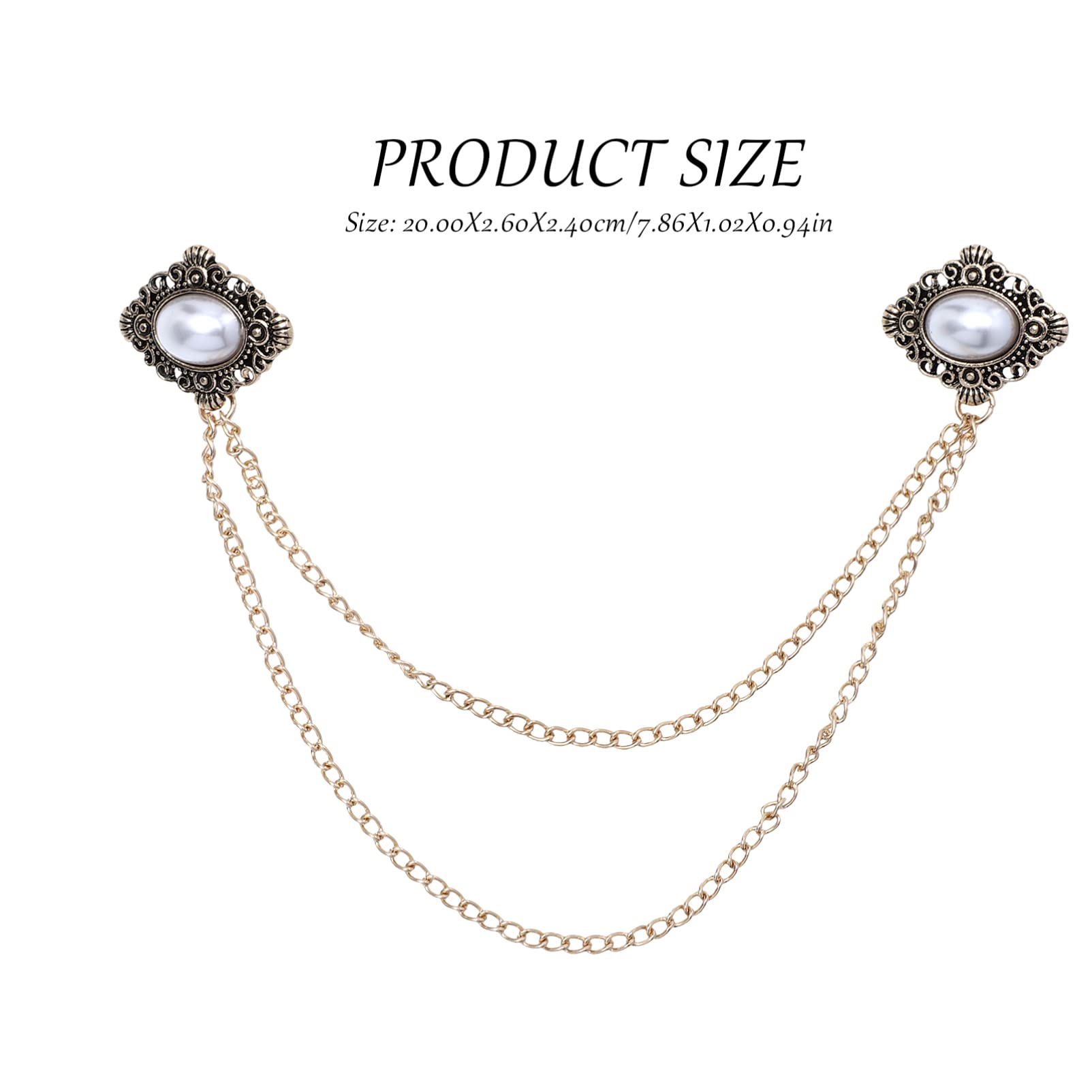 Holibanna 1pc Men Vintage Chain Collar Brooch Clip Elegant Suit Pin Accessory for Shirts Vests Blouses Timeless Design Durable Craftsmanship for Any Occasion