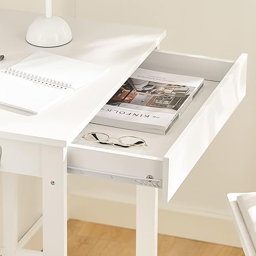 Miniatura 7 de SoBuy Escritorio pequeño blanco con cajones, mini mesa de trabajo para escribir en computadora, escritorio para niños y adolescentes con cajón y