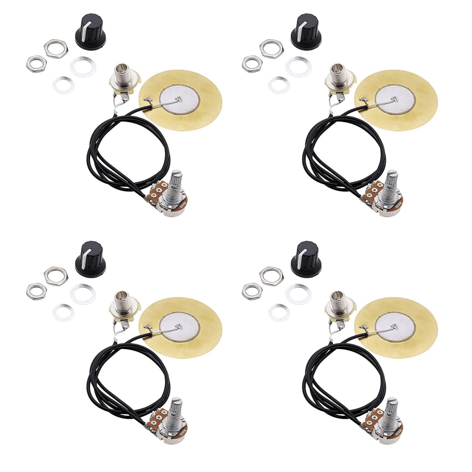 Replacement 50mm Piezo Pickup Transducer Prewired Amplifier for Acoustic Guitars, Ukuleles, 4Pcs