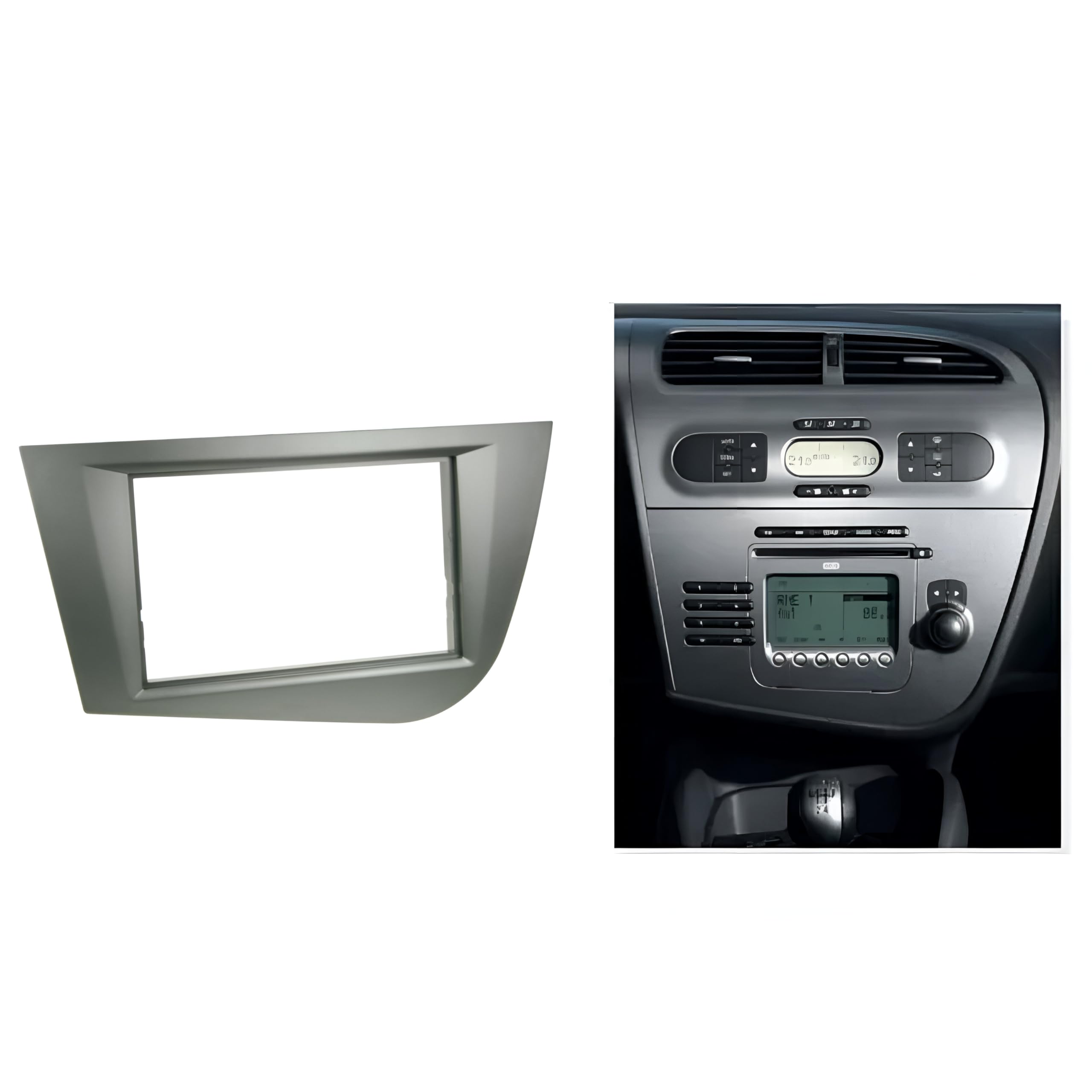 sound-way Kit Montaje Autoradio, Marco 1 DIN / 2 DIN Radio para Coche, Adaptador Compatible con Seat Leon II (Typ 1P) 2005-2012