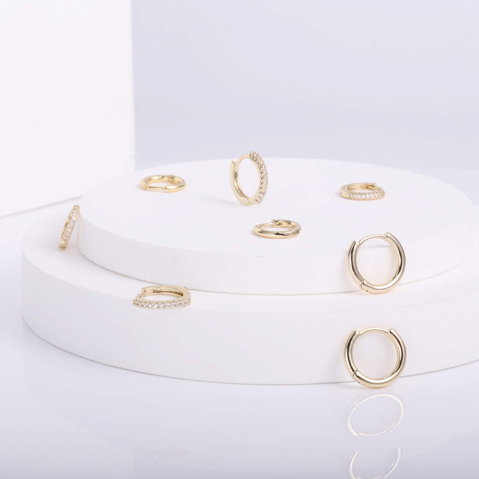 ALEXCRAFT 4 Paia Orecchini a Cerchio Argento 925 in Oro 14K/Oro Ipoallergenici per Fori Multipli con Confezione