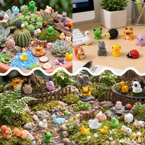 Image of FEXIA 55 Pcs Mini Resin Animals 55 Styles Tiny Animals Figurines Desk Pets