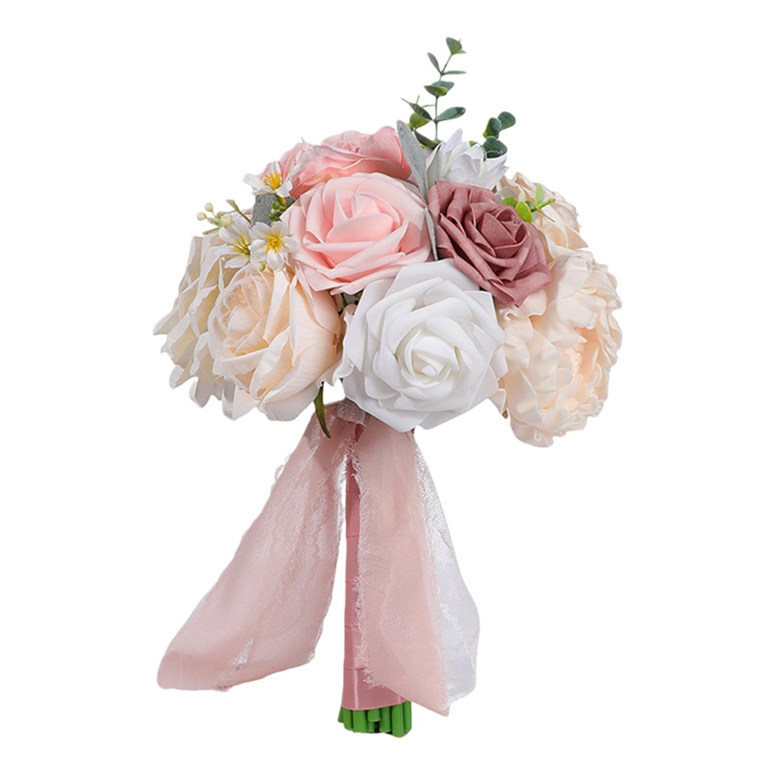 HZBB Stylish Artificial Flower Bridal Bouquet Delicate Handheld Roses for Wedding Celebrations and Decor Silk Flower Bridal Bouquet