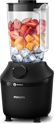 Philips Blender 3000 Series, ProBlend System, 1.9L Maximum Capacity, 1L Effective Capacity, 450W, 1 Speed Setting + Pulse, Plastic Jar, Black, (HR2041/01)
