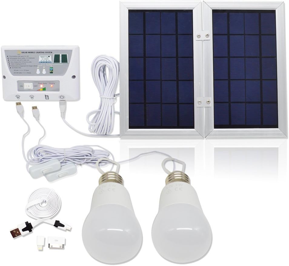 GVSHINE [12W Panel Foldable] Solar Mobile Light System, Solar Home DC System Kit, 3.7V Lithium Battery - 6W Foldable Panel Solar Home System Kit (Lighting System 2 Sets)