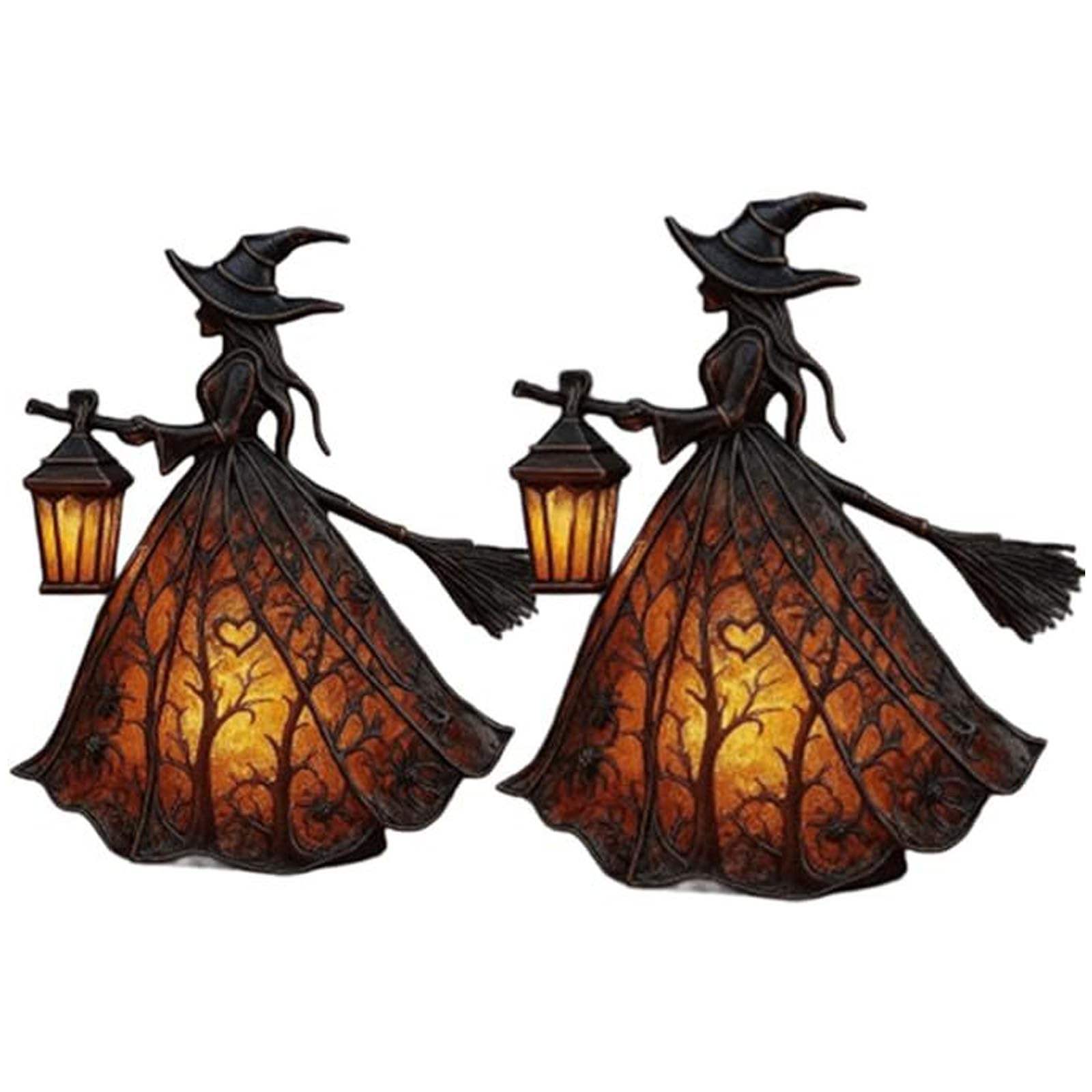 Halloween Witch Lamp,Gothic Witch Statue LED Night Light, Halloween Decor