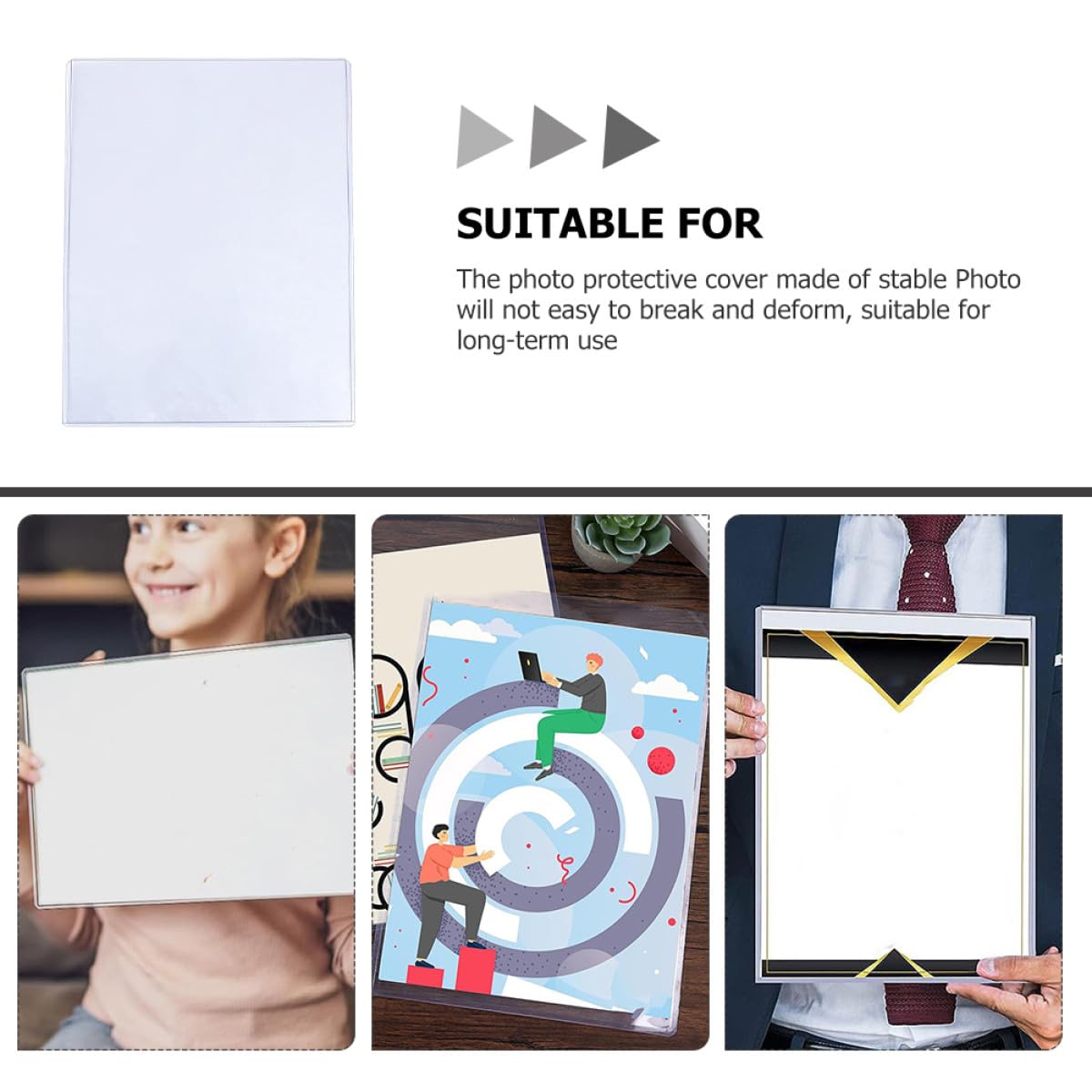 Abaodam 12 Pezzi Copertine Protettive Trasparenti per Foto in Plastica Bianca, Pratiche per Proteggere e Mostrare Immagini di Documenti Importanti e Foto di Gioco