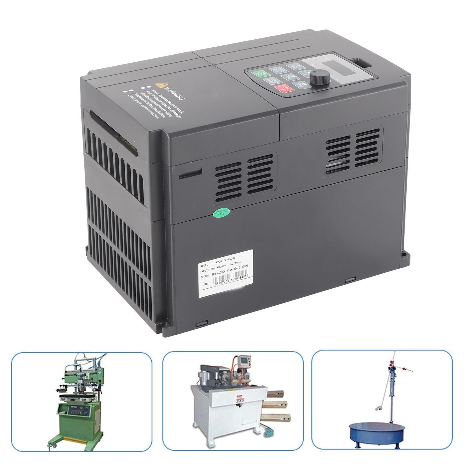 FTVOGUE Inversor de Frecuencia Variable, Material de PC, Controlador VFD de 15 KW para Motores Eléctricos de 380 V para Aplicaciones Industriales