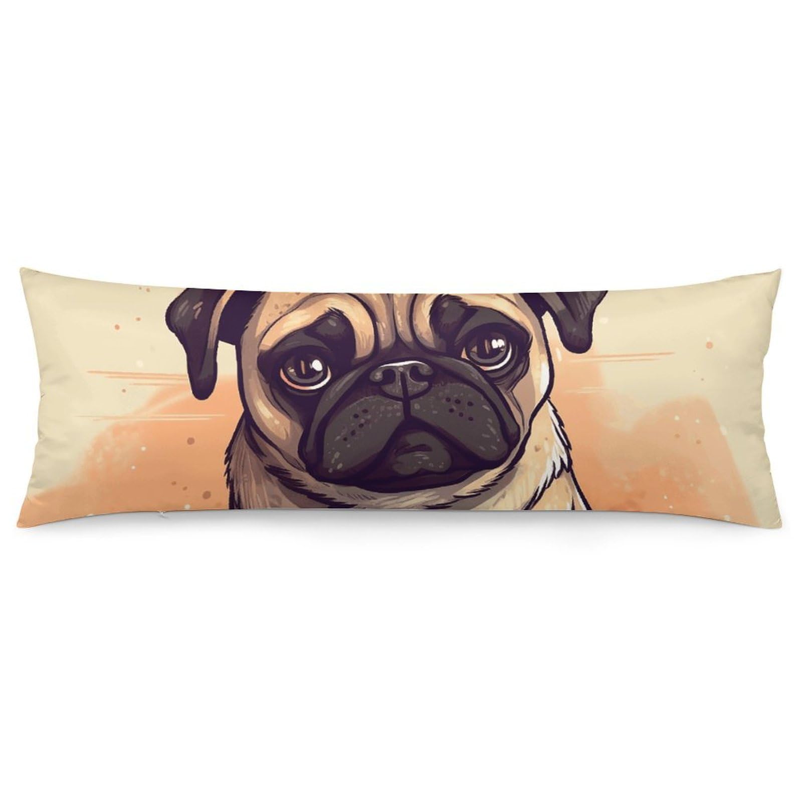 2 Pack Pillow Cases for Hair and Skin, Soft Breathable Pillow Case Covers with Hidden Zipper, Pug Cartoon Pillowcase 20"x54" Pillow Covers for Sleeping Gift
