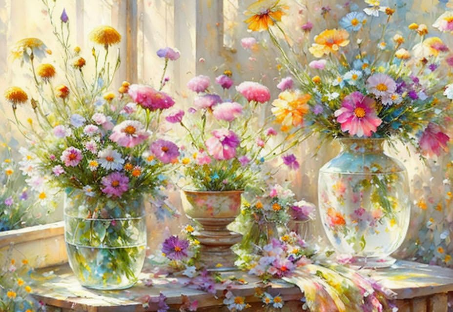 Art mural Flower Morning SERENDIPITP, impression sur toile haut de gamme 58x90 cm