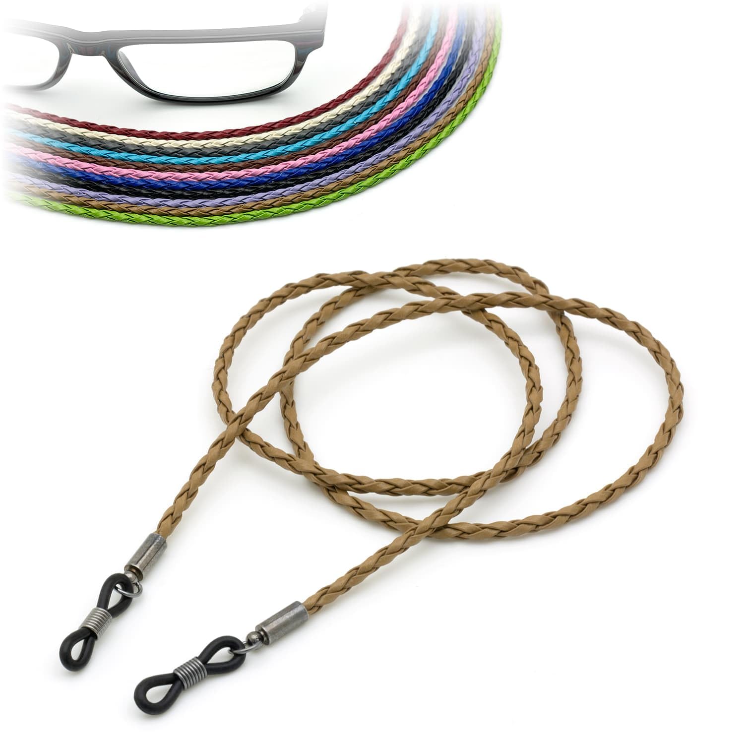 Ckb Ltd Unisex Khaki Pu Leather Spectacle Glasses Strap Sunglasses Cord Holder Neck Lanyard String 70Cm, 1 Piece