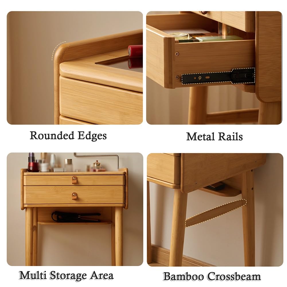 Sgabello In Bambù Per Trucco - Portabile Fino 120 Kg, Surface In Rattan