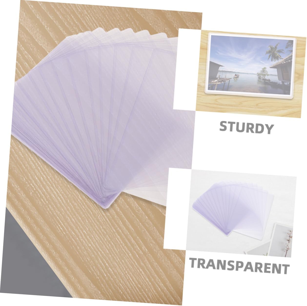 50pcs Hard Plastic Card Sleeves Waterproof Photo Protector Sleeves for Postcards and Travel Easy Insert Remove Holders
