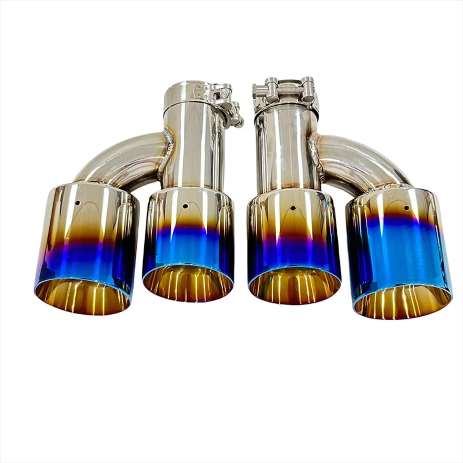 Terminal Escape Tubo Escape Automático Silenciador 4 Salidas Forma H Modificado Galvanoplastia Azul Acero Inoxidable Boquilla Trasera Gran Calibre 1 Pieza(Left 60mm-89mm)