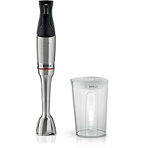 Bosch Serie 6 Frullatore a Immersione ErgoMaster MSM6M810, Potente Motore da 1200 W, Impugnatura Ergonomica, Regolazione Dinamica della Velocità, Lame in Acciaio Inox, Bicchiere Graduato, Acciaio
