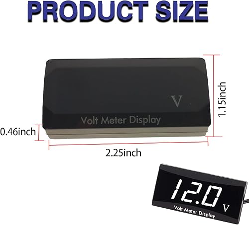 Miniatura 2 de Voltímetro digital de 12 V para monitor de voltaje, voltímetro de metal impermeable para motocicleta, voltímetro universal automotriz de energía