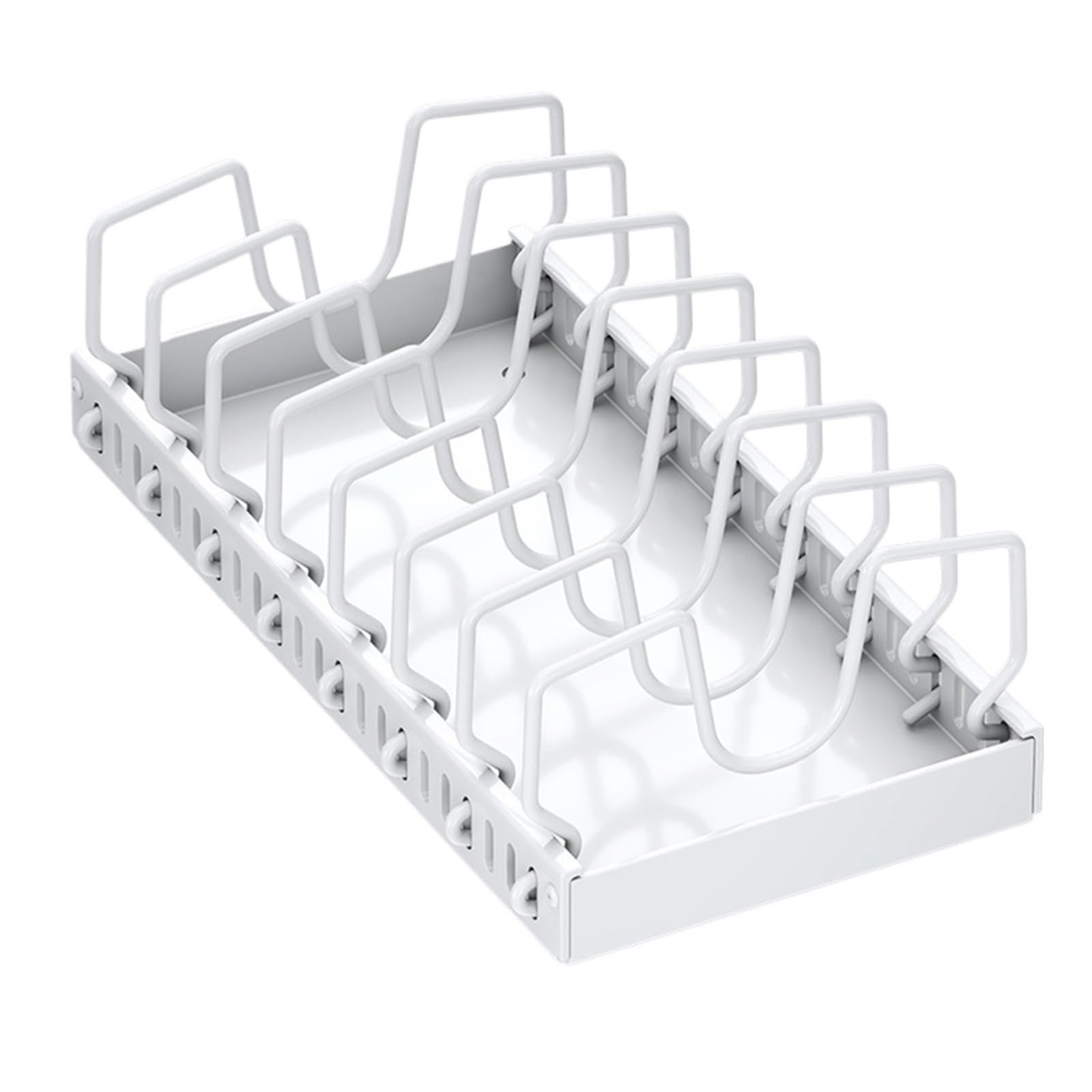 KXAOXGRC Pot Lid Organizer Rack, Stainless Steel Adjustable Expandable Pull Out Pot Lid Organizer, Multicolor(Wit)