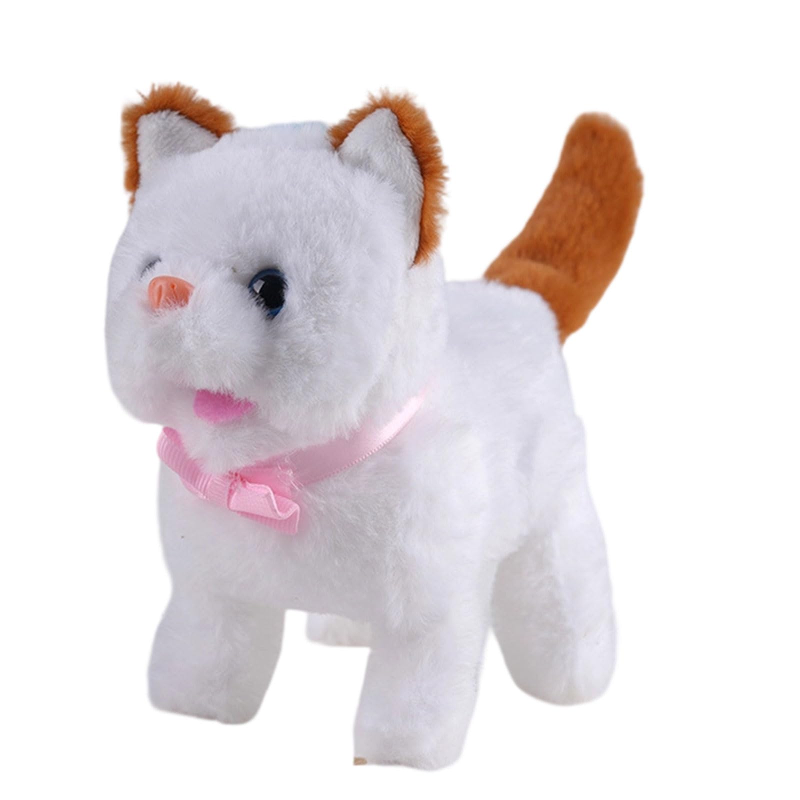 ZEPFJHE Walking Meowing Plush Cats Electronic Pet with LED, Brown