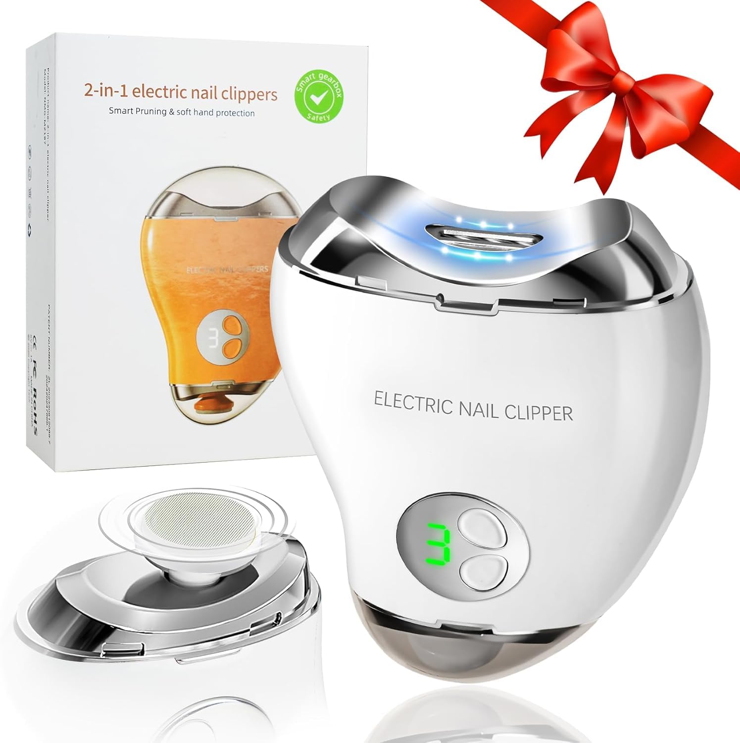 Tagliaunghie Elettrico Automatico 2 in 1 Per Taglio e Lucidatura con LED Light & 3 Velocità, Sicuro senza fili Per Neonati, Bambini, Adulti