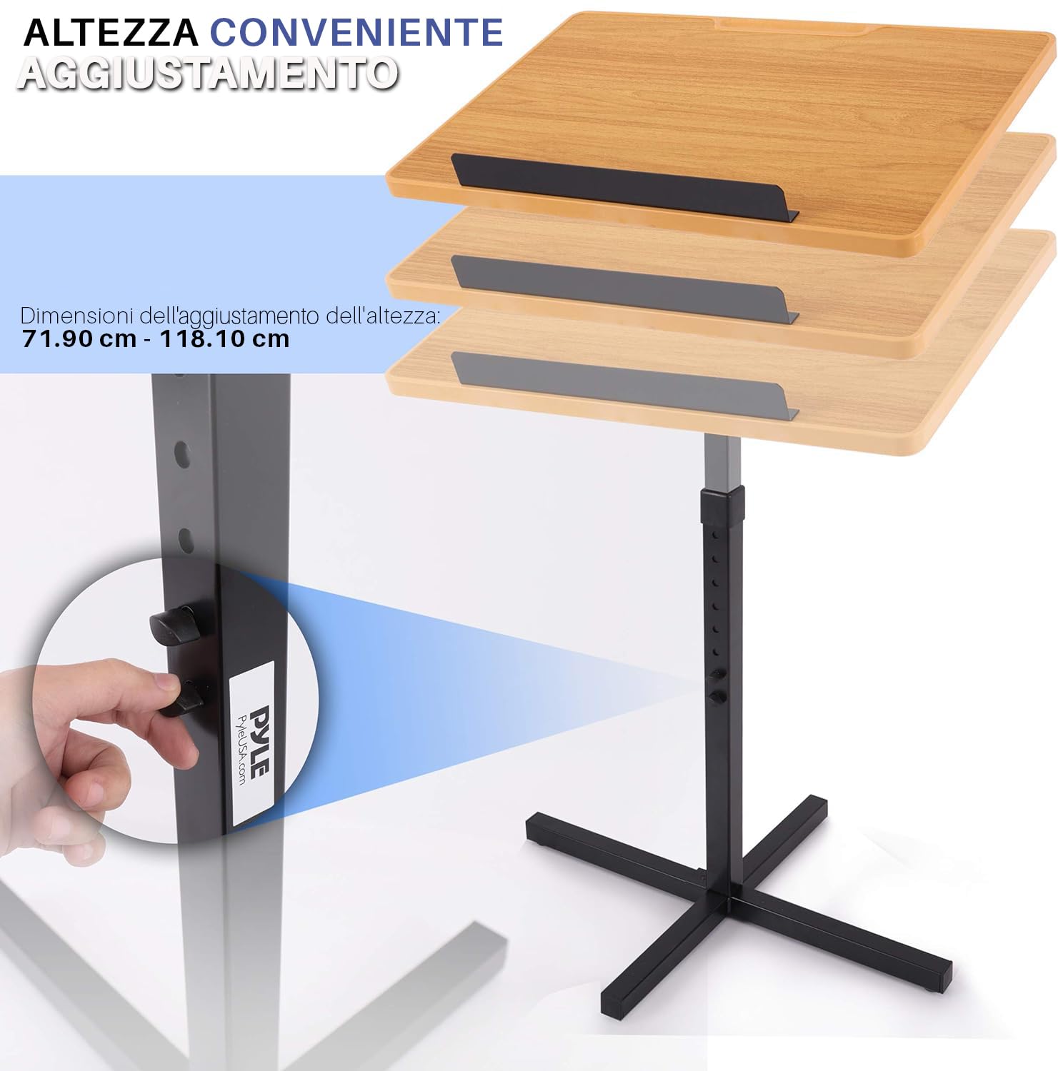 Pyle Leggio per Libri Regolabile in Altezza, Podio Portatile da Pavimento con Design Stabile per Presentazioni in Classe, Conferenze, Supporto Notebook, Libri con Mensola Superiore Inclinata