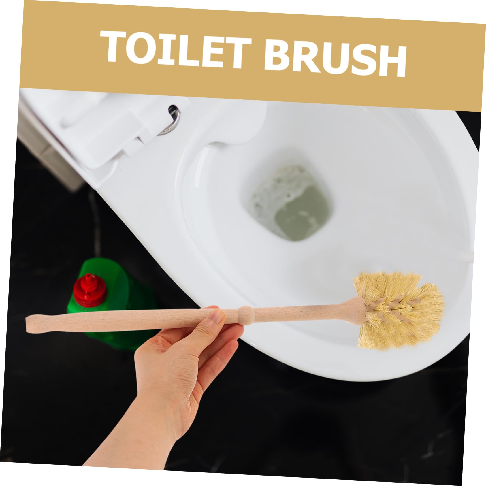 VALICLUD Juego de Escobilla Cepillo de Limpieza para Baño para Inodoro con Soporte de Madera y Cerámica Que No Daña Superficies y Limpia sin Dejar Rincones