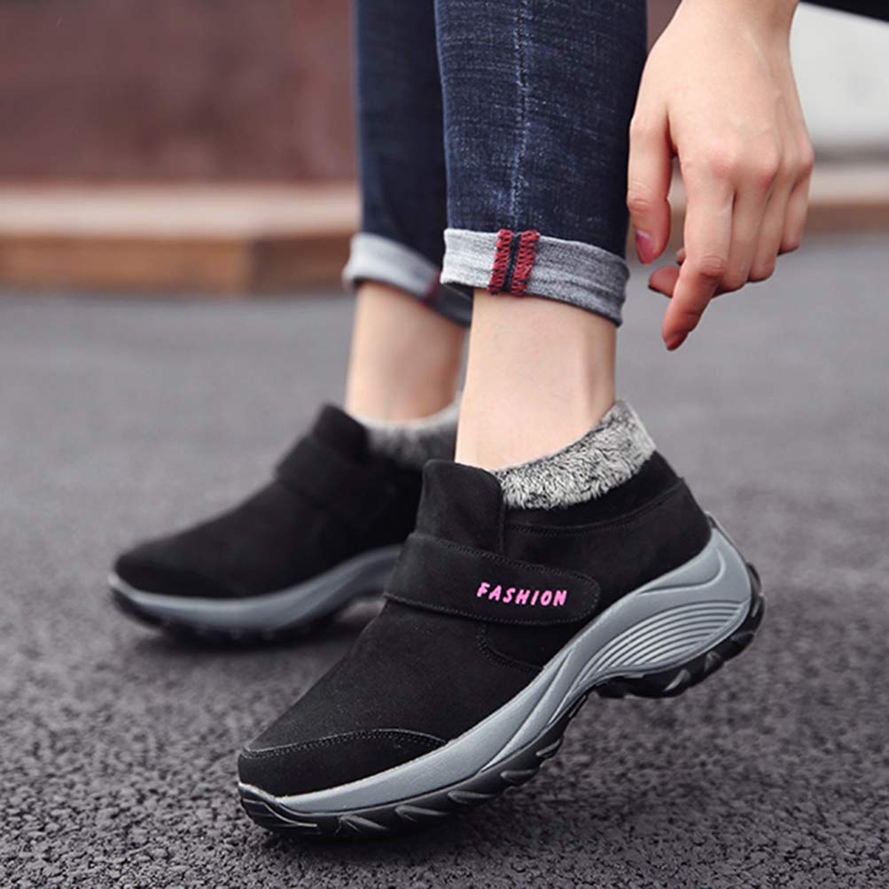 Toride Mujer Botas de invierno de gruesa Cálidas antideslizantes Senderismo Deportes casuales Hook & Loop Zapatillas de deporte al aire libre Zapatillas de deporte cortas de felpa Zapatos