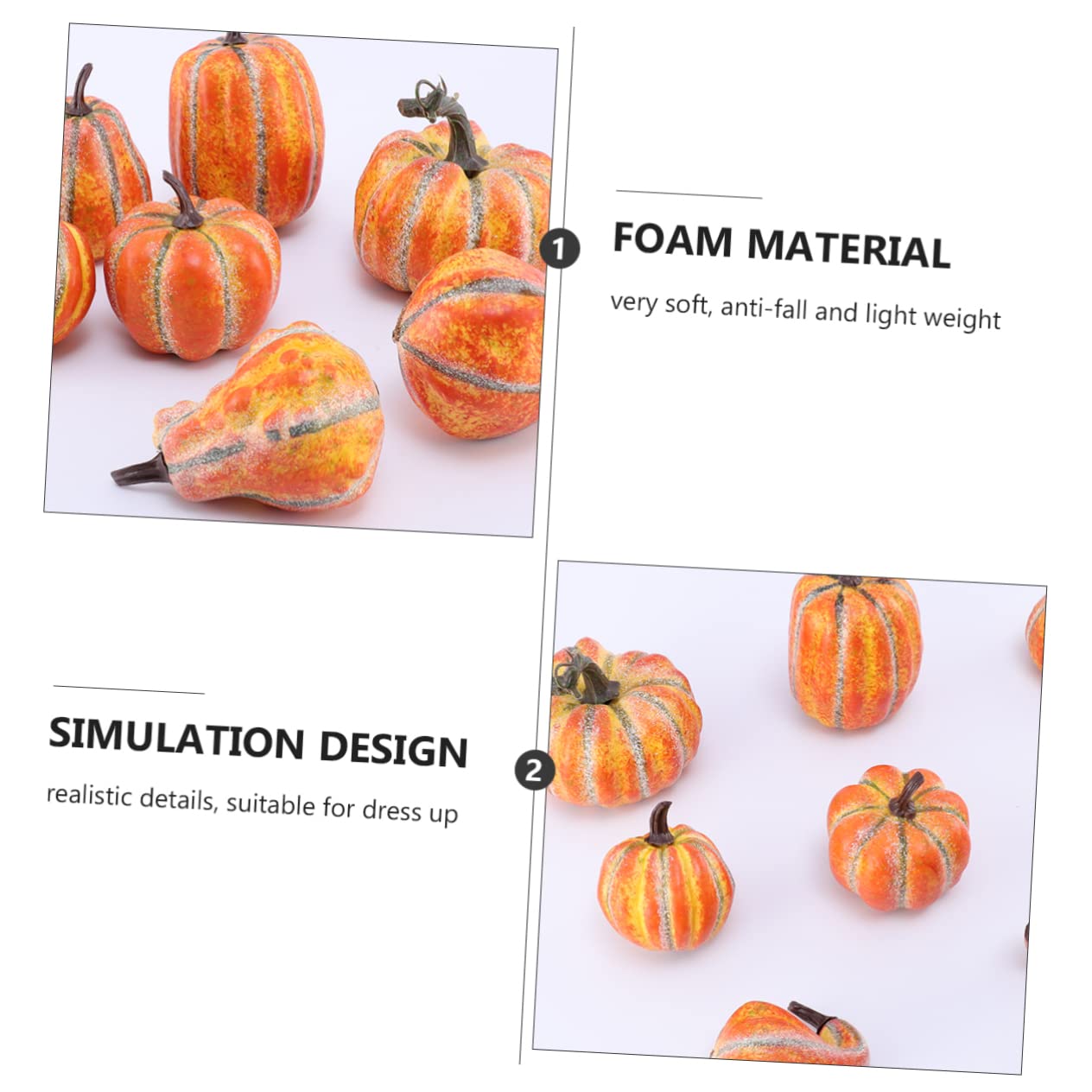 Cabilock 24piezas Calabazas Artificiales De Halloween para Decoración y Fotografía De Calabazas De Simulación Color Amarillo para Fiestas y Celebraciones