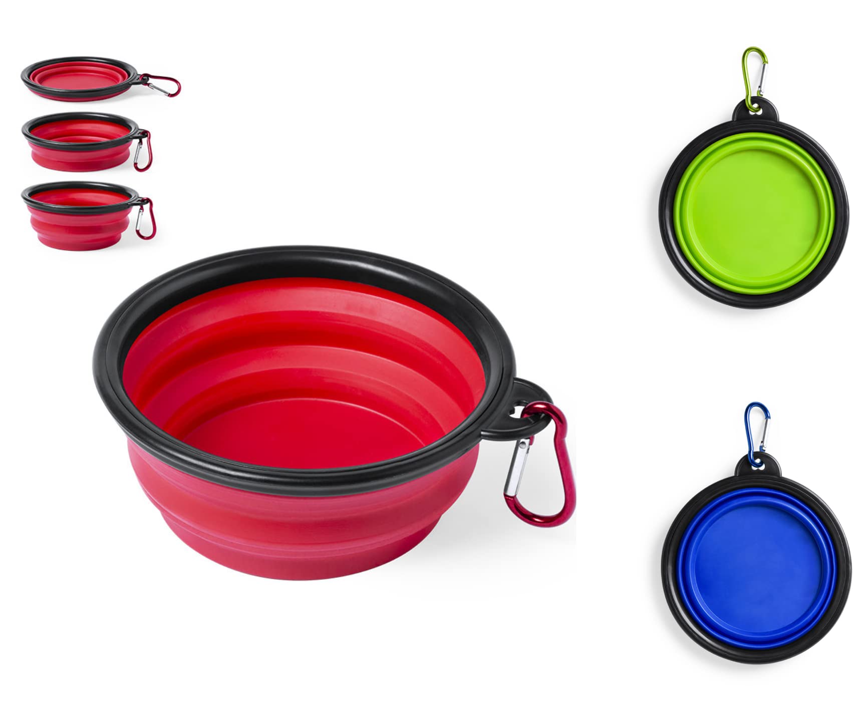 Set de 3 Comederos Plegables para Mascotas, Bowl para Alimentar Perros y Gatos, Cuenco Plegable para Perros, Bebedero Portátil (Set de Colores)
