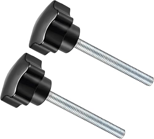 Miniatura 86 de Perillas de sujeción de estrella, rosca macho M6 x 1.969 in, cabeza de 1.220 in, mango de tornillo de pulgar de plástico, perno roscado negro