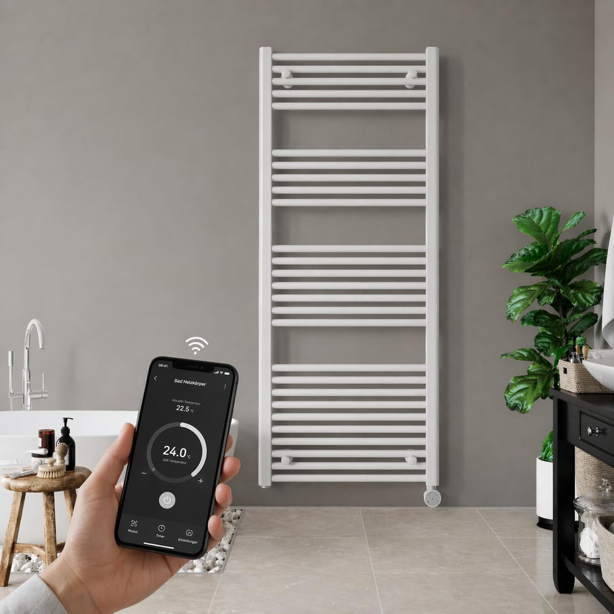 anapont WiFi und Bluetooth elektrischer Badheizkörper 1775x600 - weiß gerade - Handtuchheizkörper - Badheizung elektrisch - Handtuchheizung - Made in Germany | Handtuchheizkörper, Badheizung elektrisch, Handtuchheizung, Made in Germany