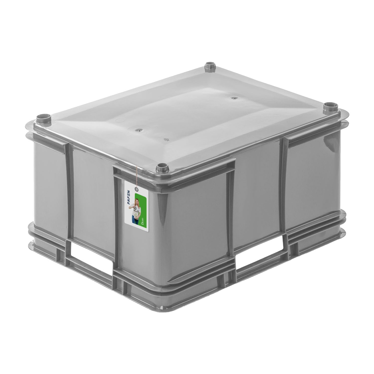 PAFEN 3 x pudełko do układania w stos euro 54 l – 52,5 x 43 x 28,5 cm – ekologiczne pojemniki do przechowywania, pudełko do układania w stos, pojemnik euro z polipropylenu, szary (Stone Grey)