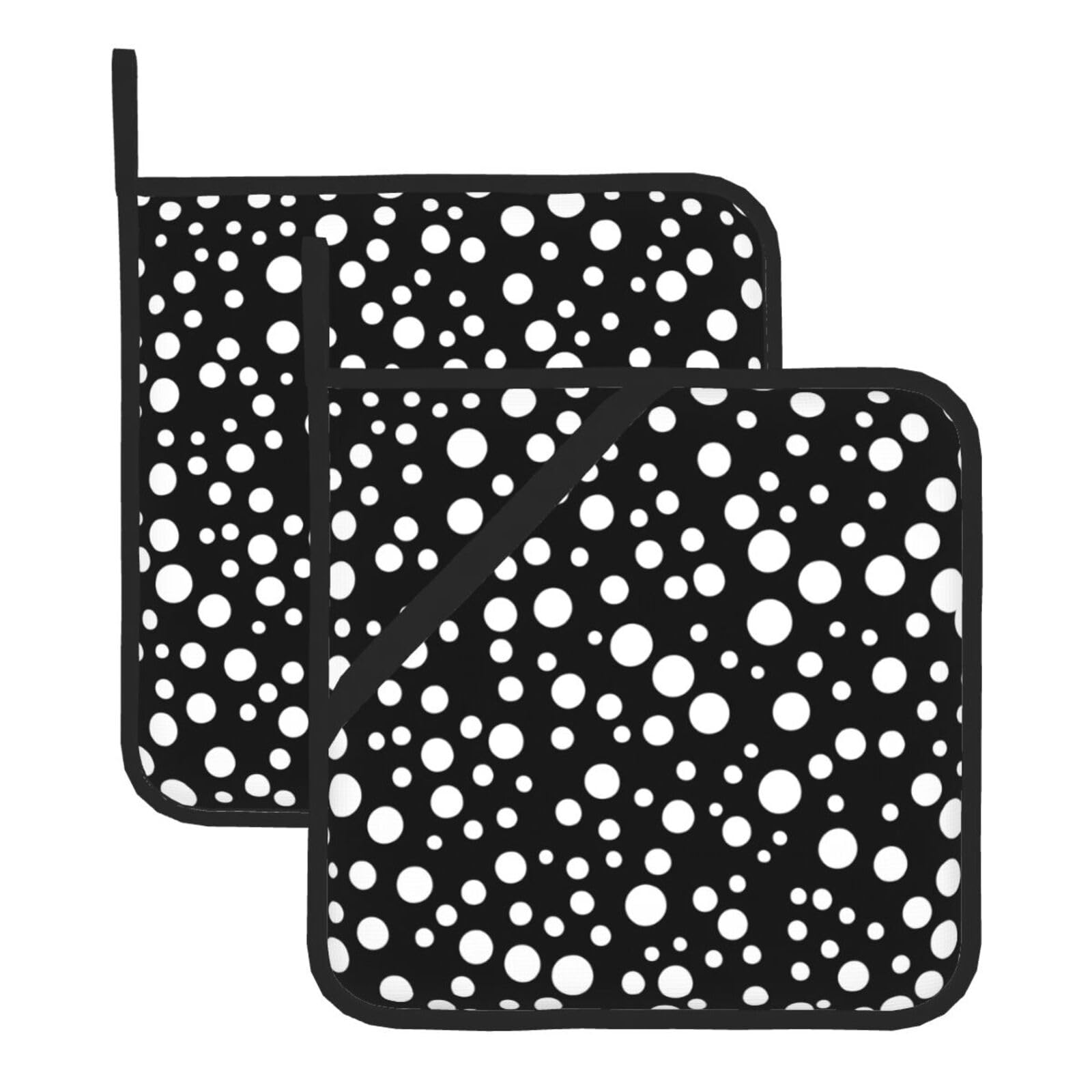 2er Set Herz-Topflappen Mit Tasche – Schwarz-Weiß, Hitzebeständig Bis 180°C, Rutschfest – Perfekt Für Ofen, Mikrowelle, Grill – Auch Als Geschenk
