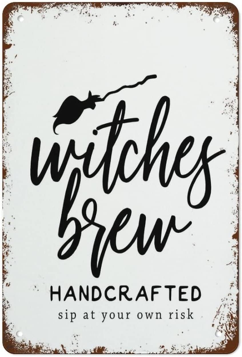 Preeklen Tin Sign 025 Retro Metal Tin Sign - Witches Brew Halloween Art - Vintage Aluminum Sign For Home Coffee Wall Decor - 8X12 Inch