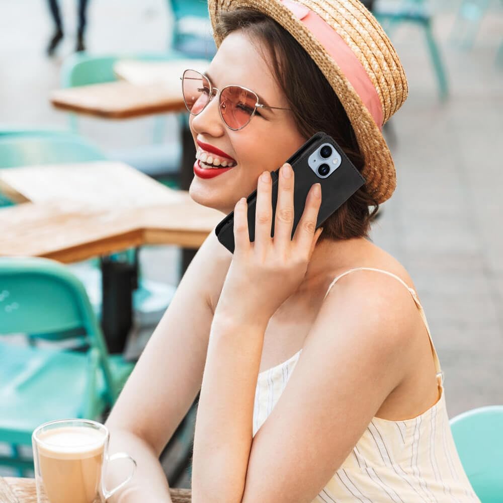 for iPhone 14 Wallet Case, [RFID Blocking 4 Card Slots] [Kickstand] [Wrist Strap] [Magnetic Closure] Soft PU Leather Shockproof Protective Flip Cover for iPhone 14 Case 6.1 Inch (Black) - Image 6