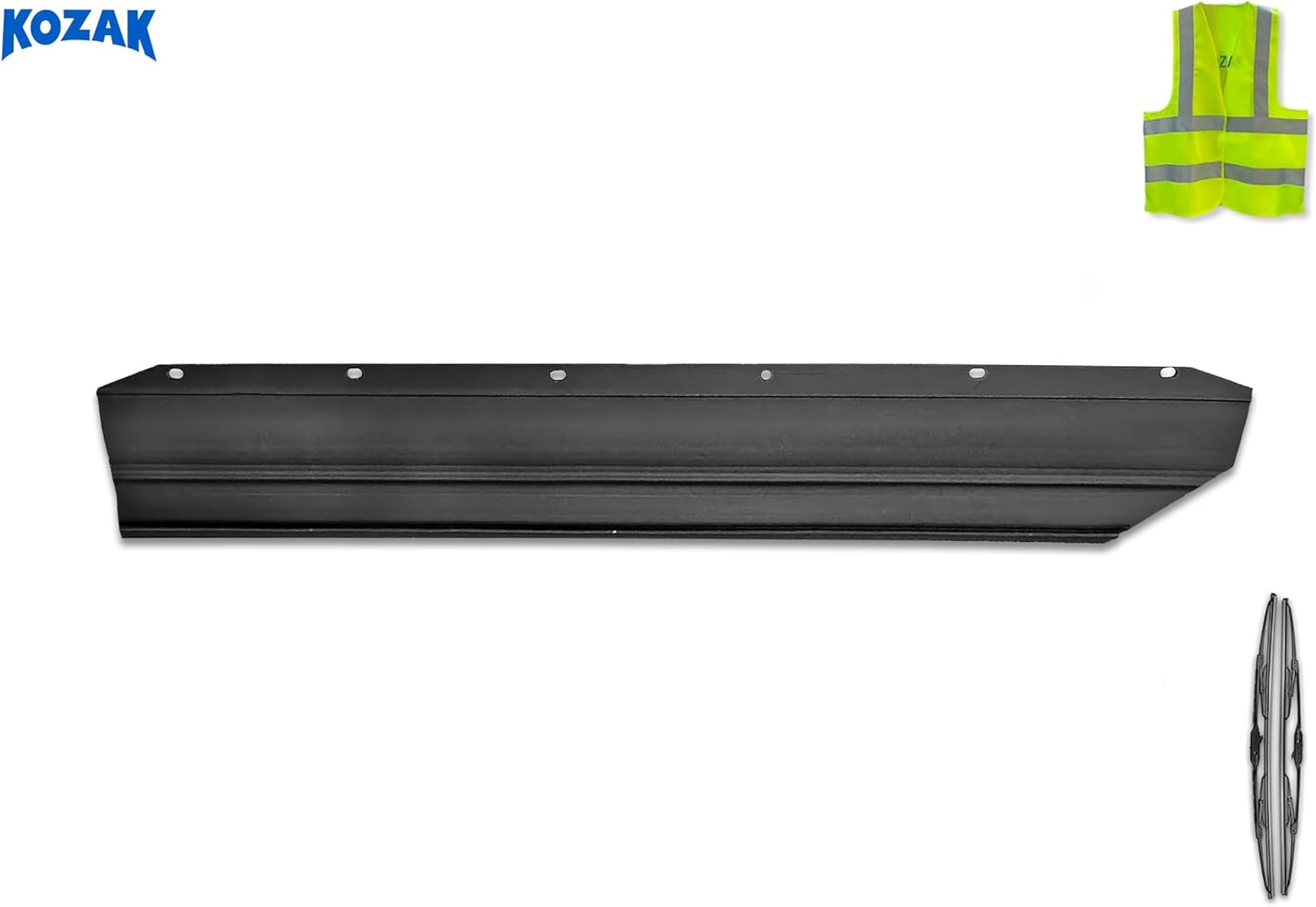 KOZAK Front Step Fairing Panel Extension RIGHT Side compatible with Volvo VNL 2018 and newer Right Passenger Side PLUS Logo Emblem with Stipe, 2x 22" Windshield Wipers and KOZAK Vest