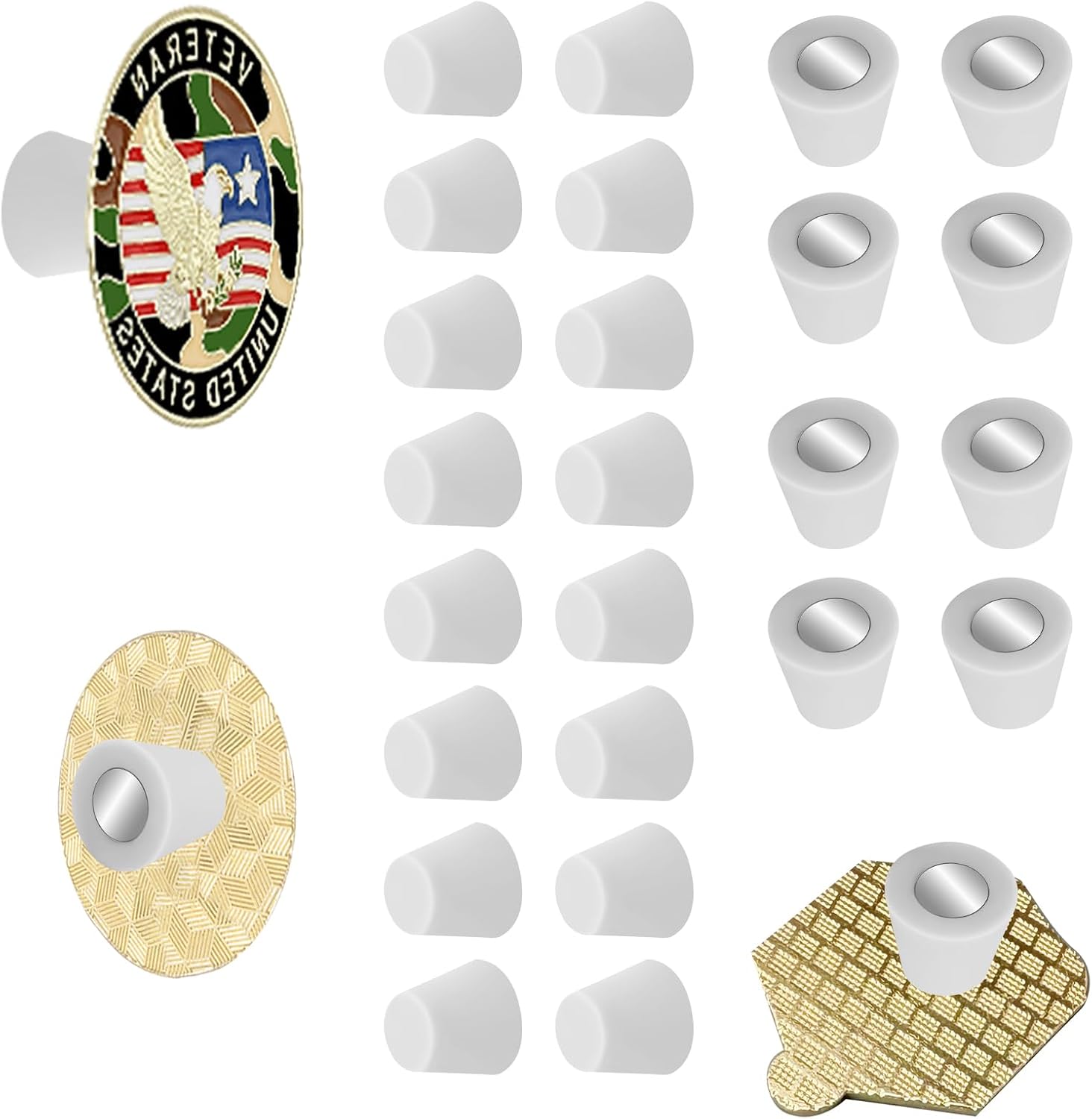 24 Pcs Magnetic Pin Backs for Enamel Pins,Convert Pins into Fridge Magnets,Magnet Converters for Fridge, Whiteboard & Clothes, Easy Snap Design for Display Collections(White)