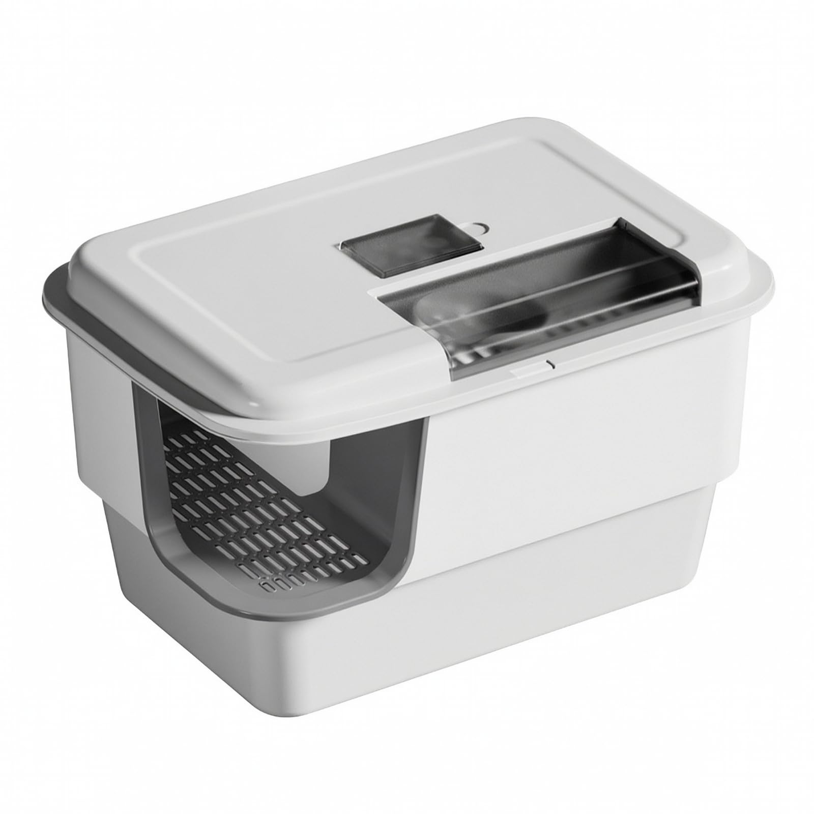 Lettiera in Acciaio Inox Anti-Perdite, Bianco E Grigio
