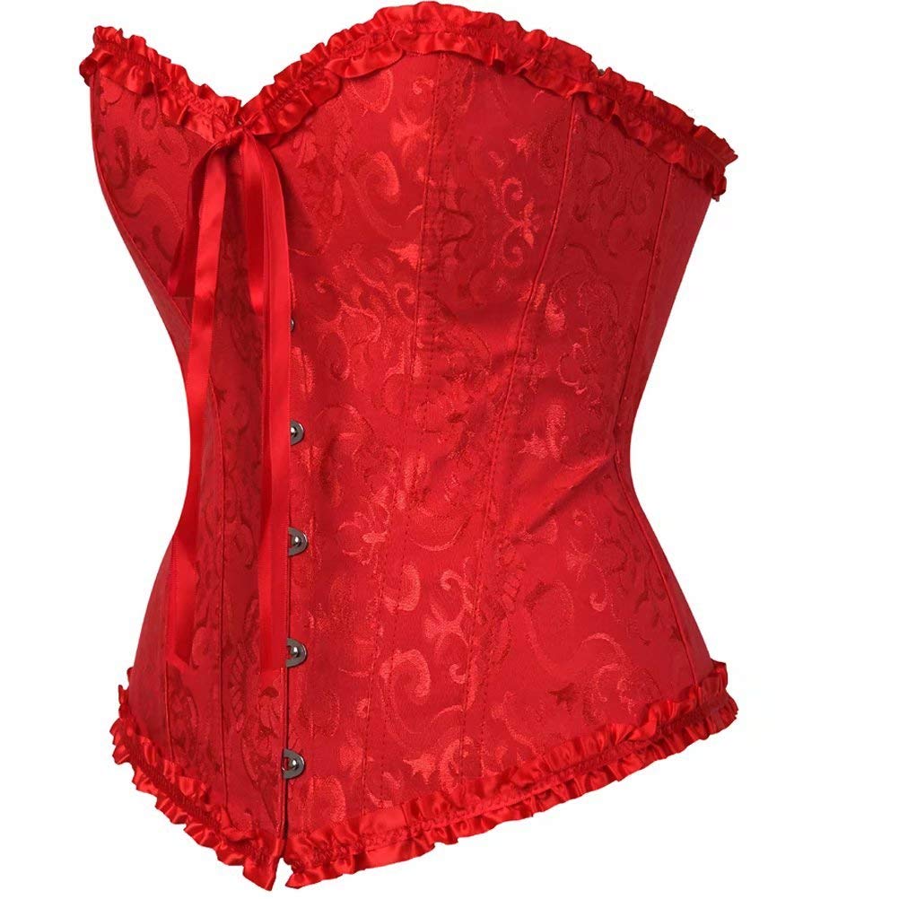 SHYMMUO Corset Tops for Women Sexy Overbust Bustier Lace Up Strapless Party Club Fairycore Renaissance Halloween Costume: Small Red