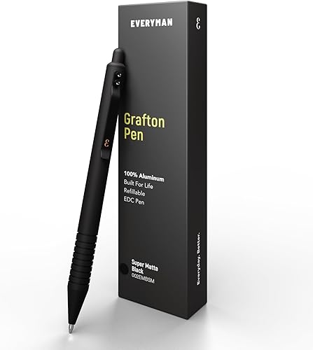 Everyman Bolígrafo Grafton negro súper mate, nuevo y mejorado Premium EDC Pen