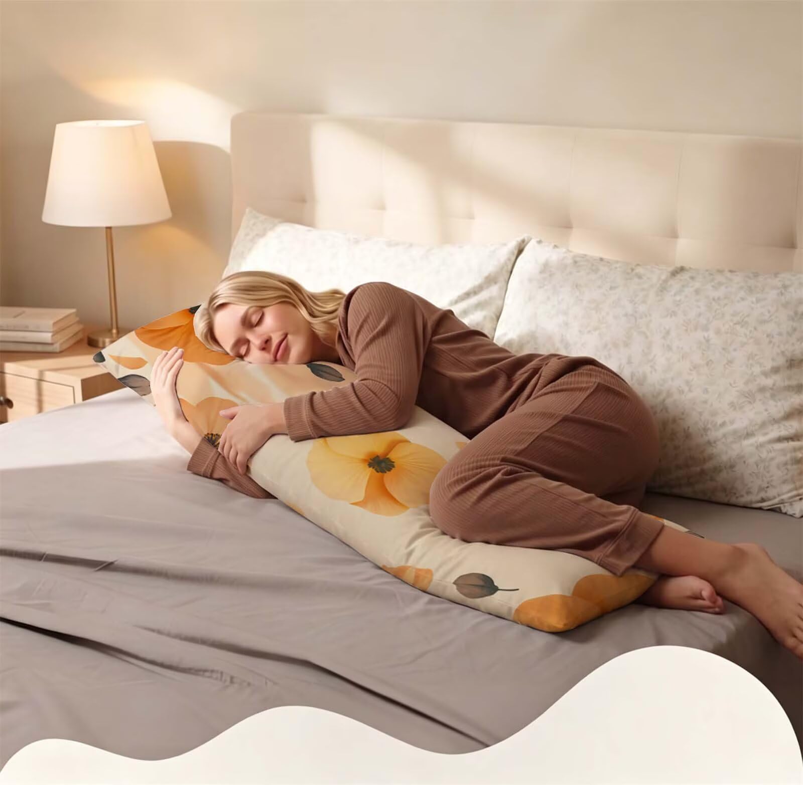 Fodera Cuscino 50 x 150 cm, Arancione-11 Velluto Copricuscini Letto, | con Invisibile Cerniera, Morbida e Traspirante, per biancheria da letto, divano, hotel, chi dorme sul fianco Semplice j-81