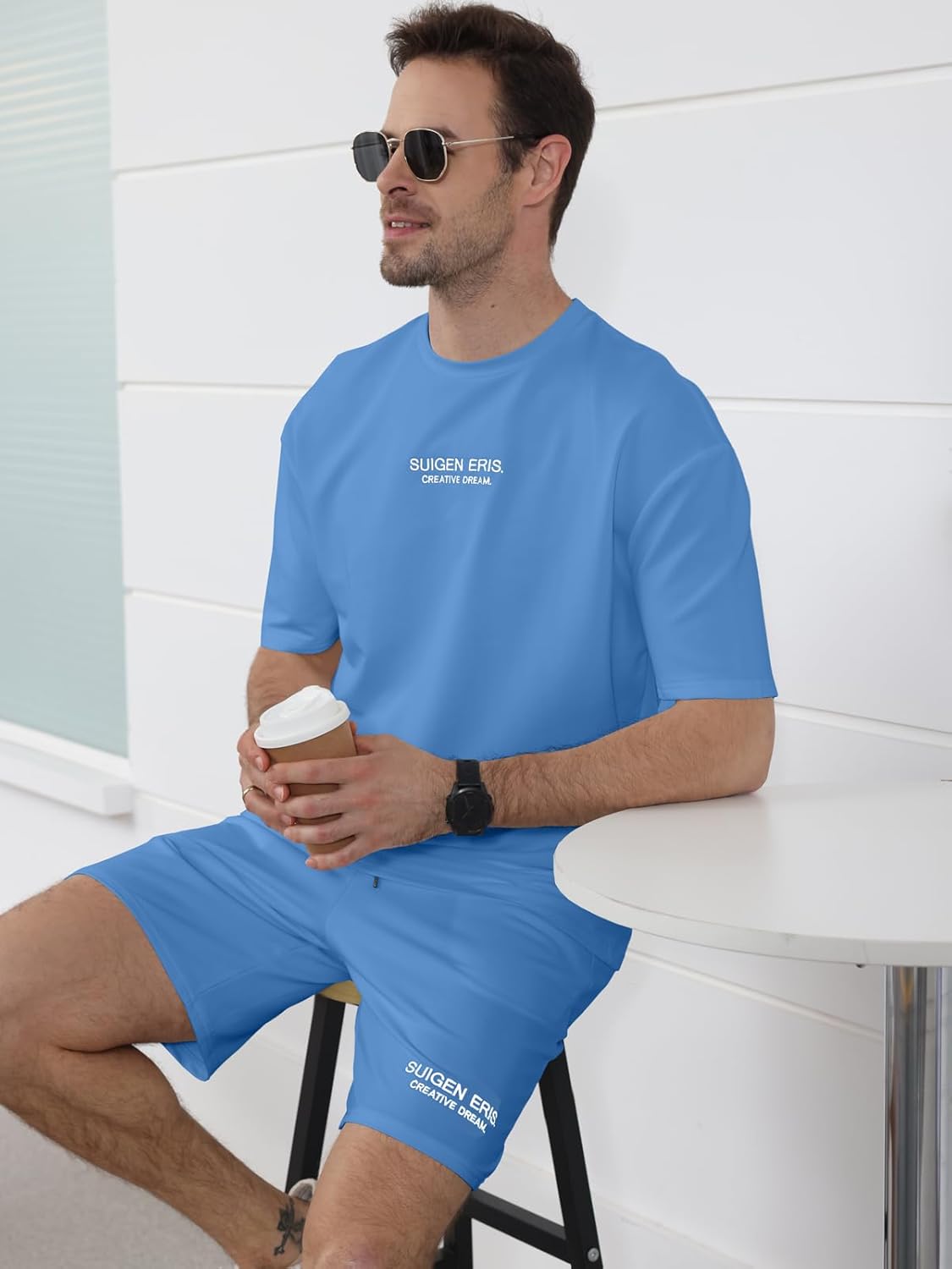 Ryehack Men's 2 Piece Outfits Short Sleeve Crew Neck Summer T Shirt and Drawstring Casual Track Shorts Sportswear Sets - Image 6